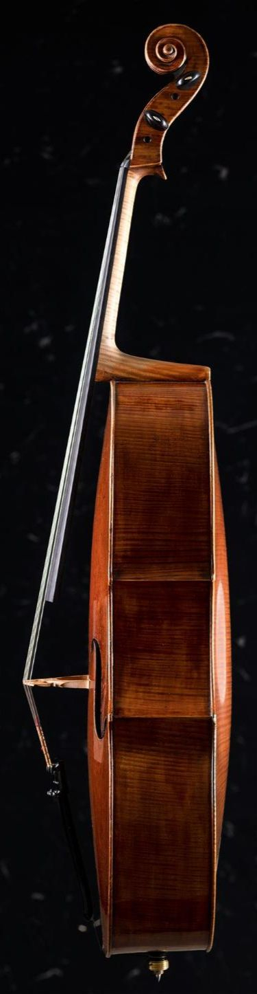 Traditional Alessandro d’Espina wooden cello representing centuries of craftsmanship – illustrating the contrast between classic wood instruments and modern Composite Resonance carbon cellos by Gery Mohl